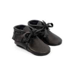 Laced Moccasins In Black By Amy & Ivor - Last One In Stock - Size 2 (6-9 Months)