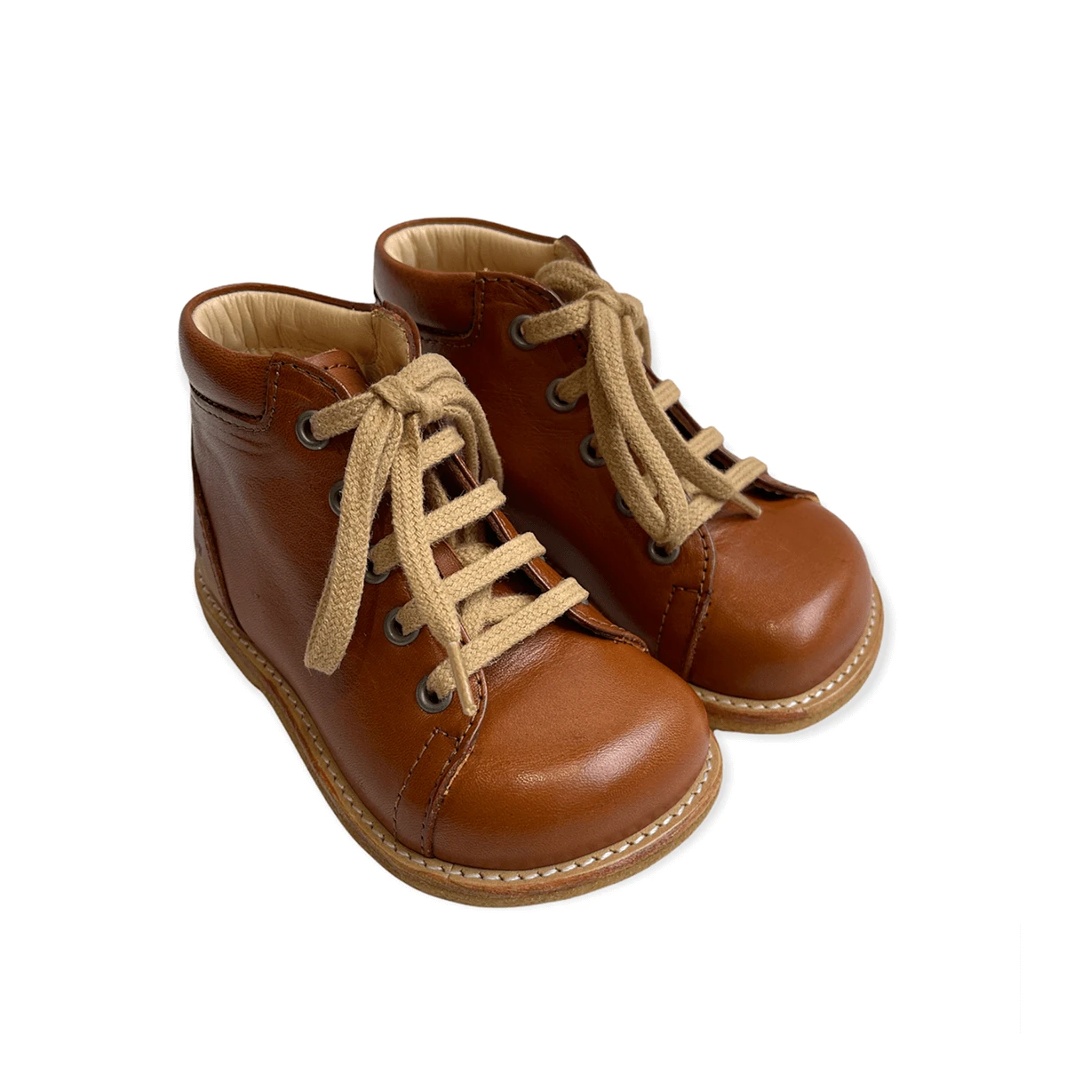 Wide Fit Lace Up Starter Boots In Cognac By Angulus - Image 4