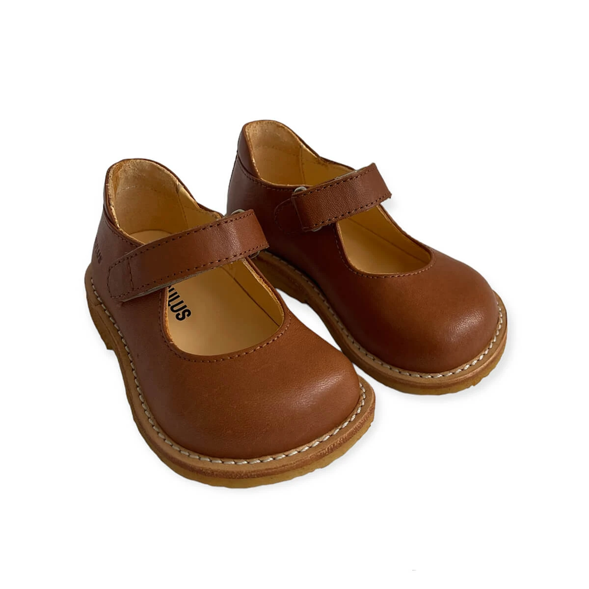 Starter Mary Janes In Cognac (Wide Fit) By Angulus