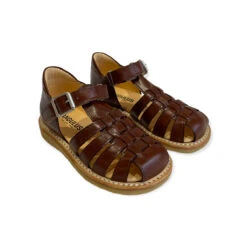 Woven Sandals With Buckle In Angulus Brown By Angulus