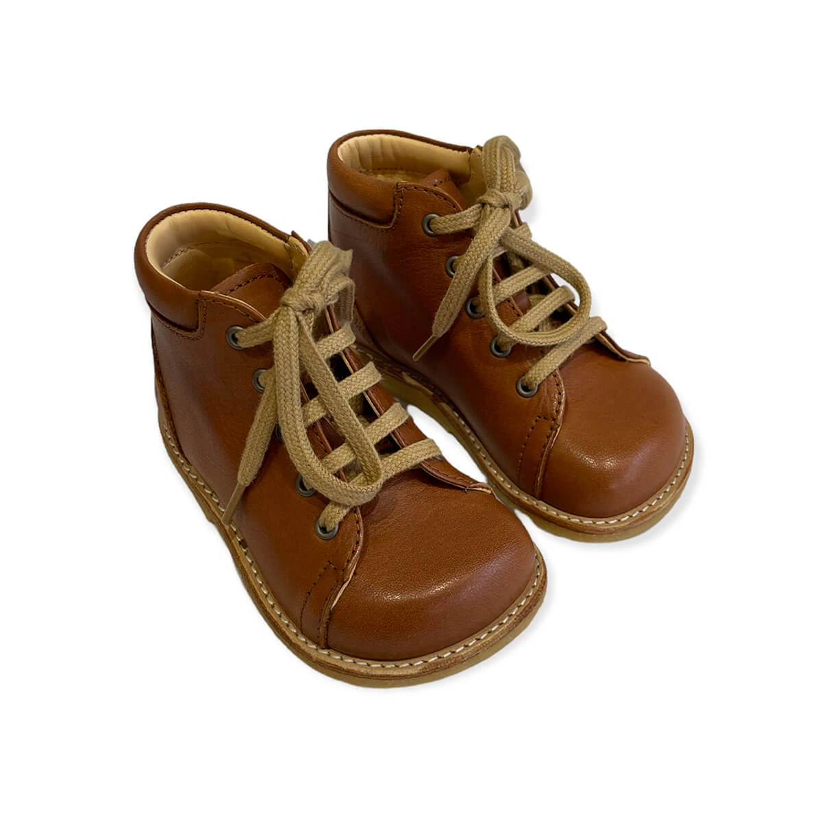 Wide Fit Lace Up Starter Boots In Cognac By Angulus - Image 2