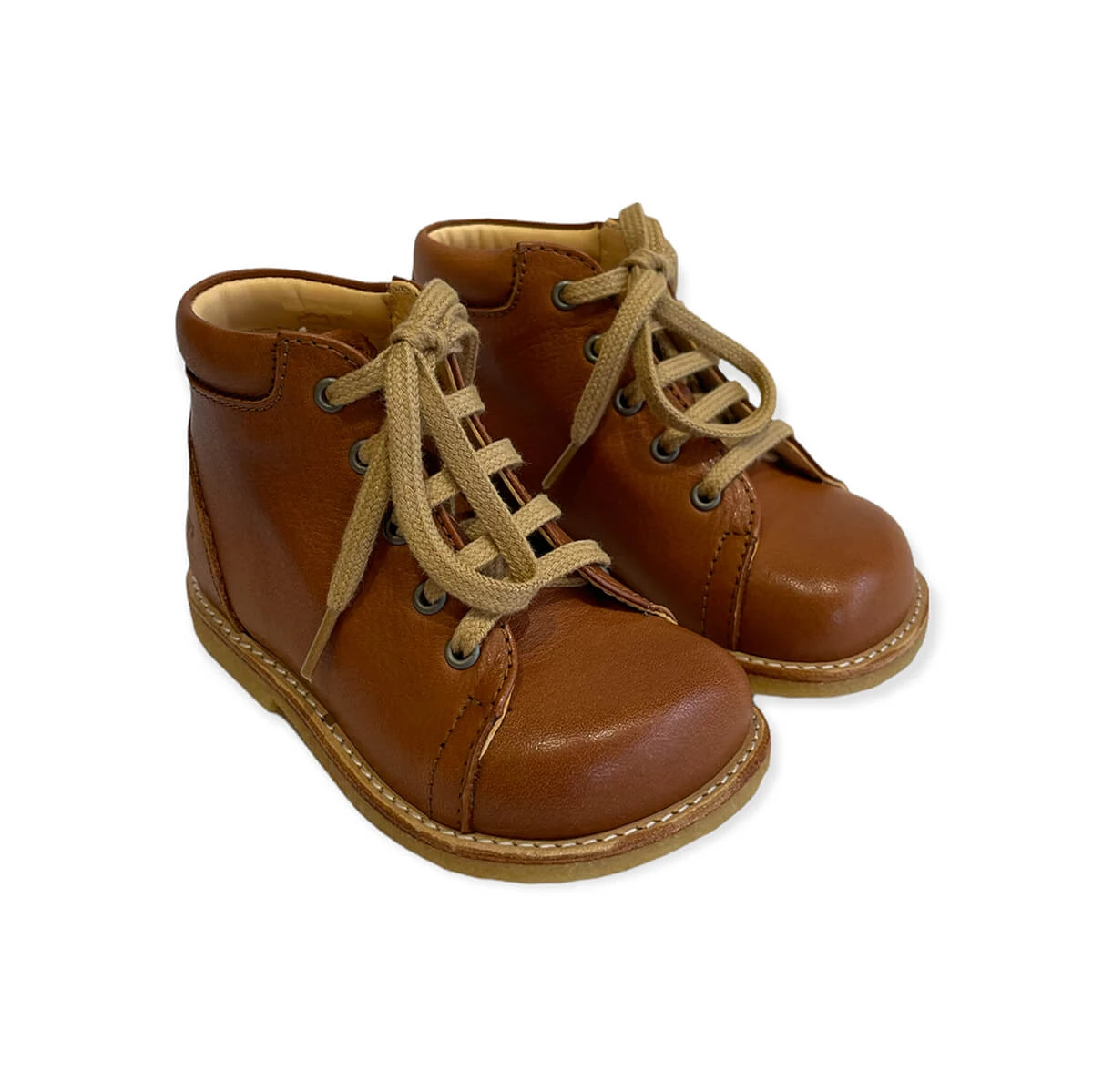 Wide Fit Lace Up Starter Boots In Cognac By Angulus
