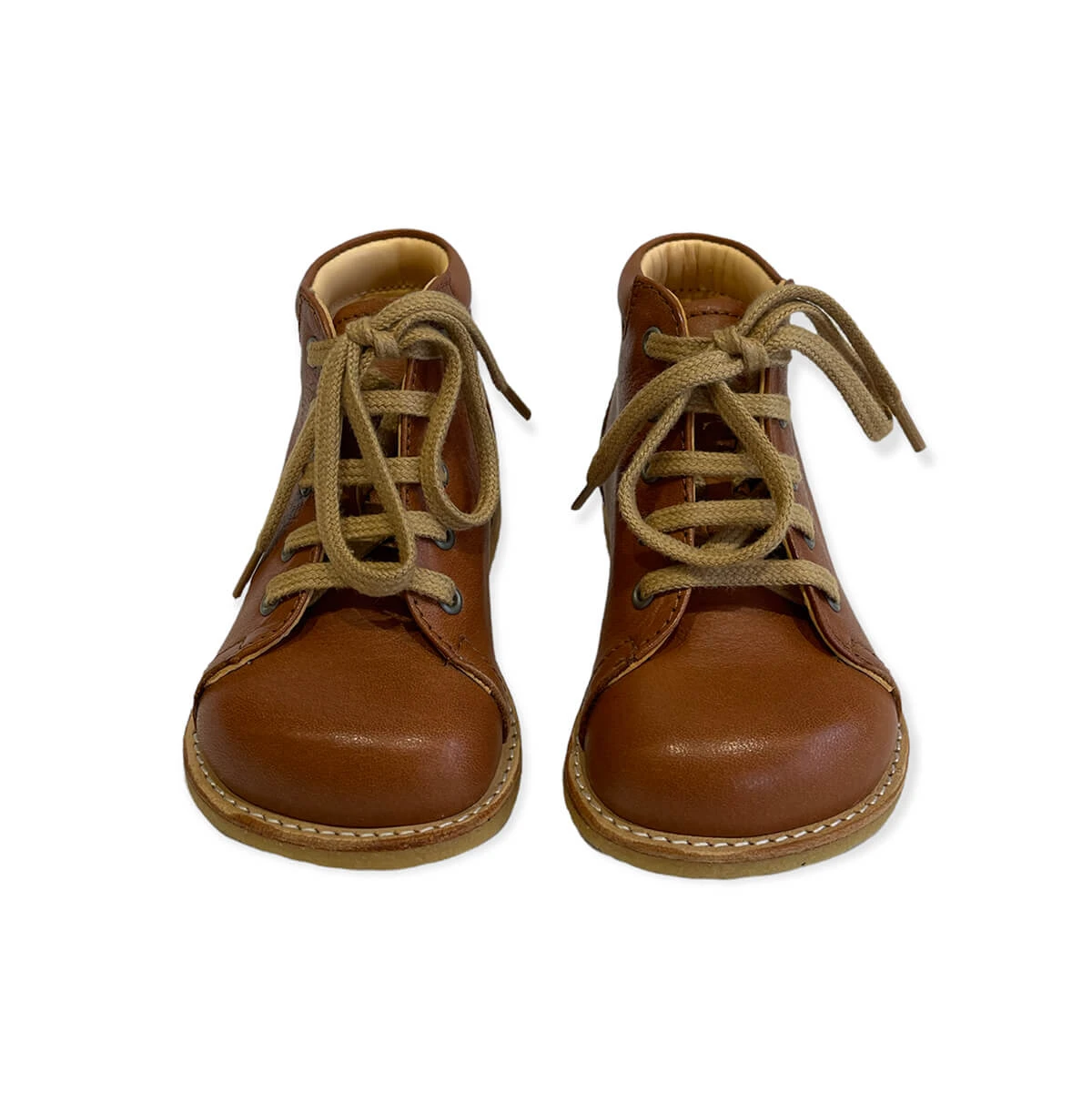 Wide Fit Lace Up Starter Boots In Cognac By Angulus - Image 3