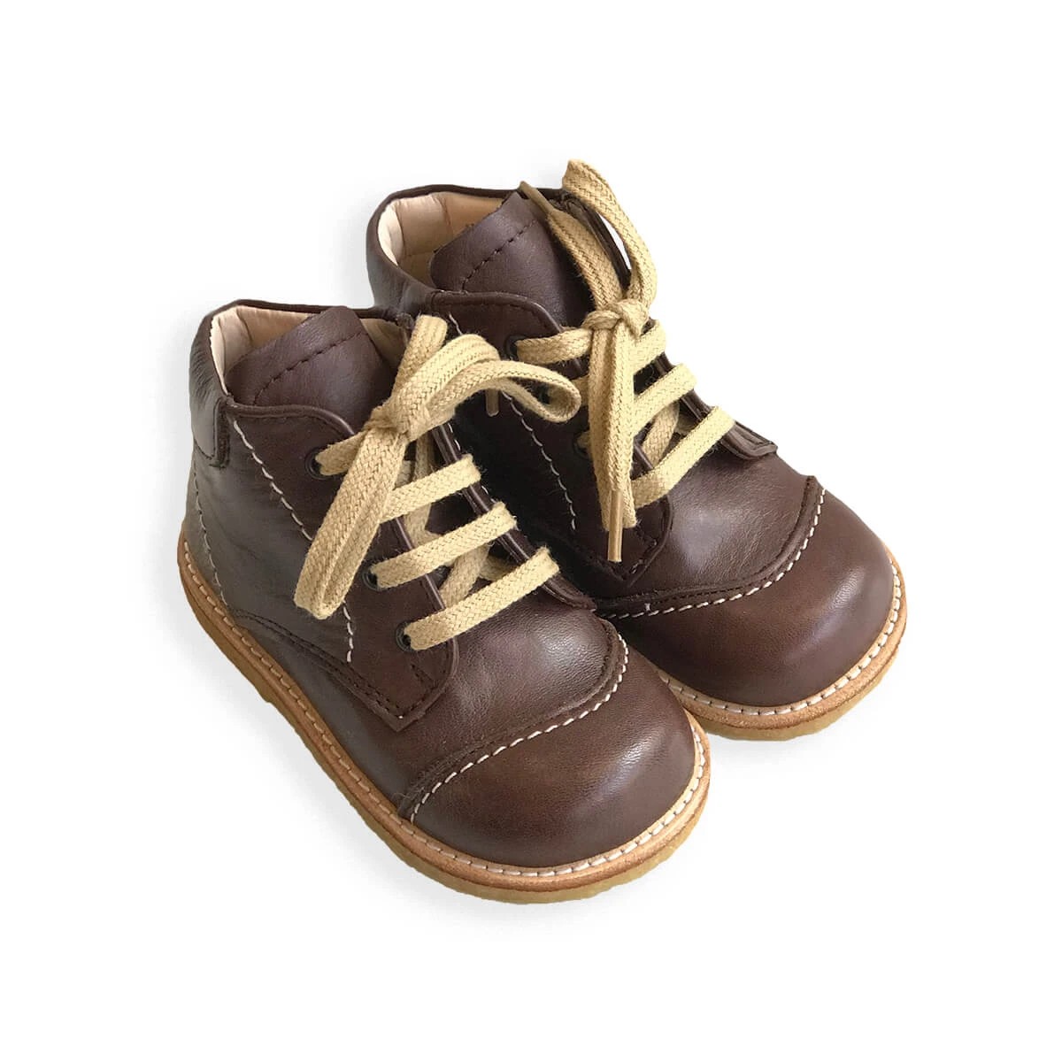 Lace Up Starter Boots In Angulus Brown With Contrast Stitching By Angulus - Image 3