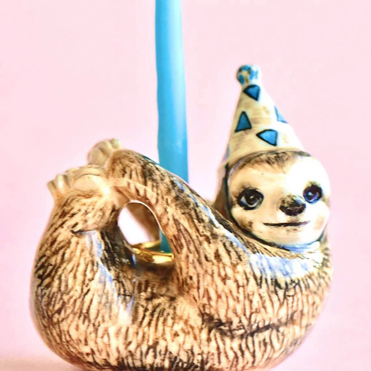 Sloth Party Animal Ceramic Cake Topper By Camp Hollow - Image 2
