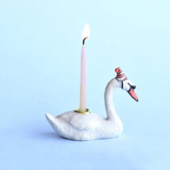 Swan Party Animal Ceramic Cake Topper By Camp Hollow