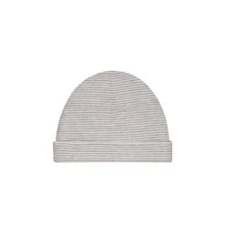 Stripe Baby Beanie In Grey Melange By Gray Label
