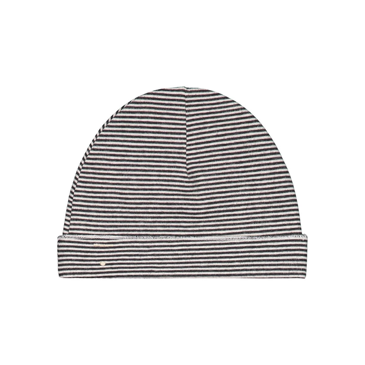 Stripe Baby Beanie In Nearly Black By Gray Label - Image 2