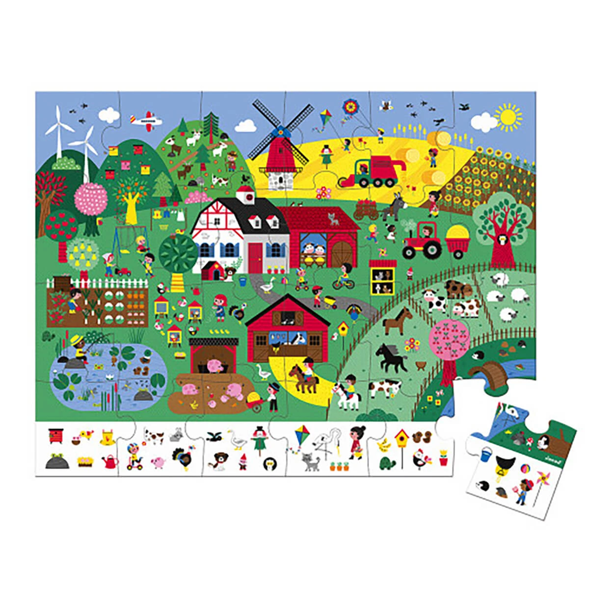The Farm 24 Piece Observational Jigsaw Puzzle In Carry Case By Janod - Image 2