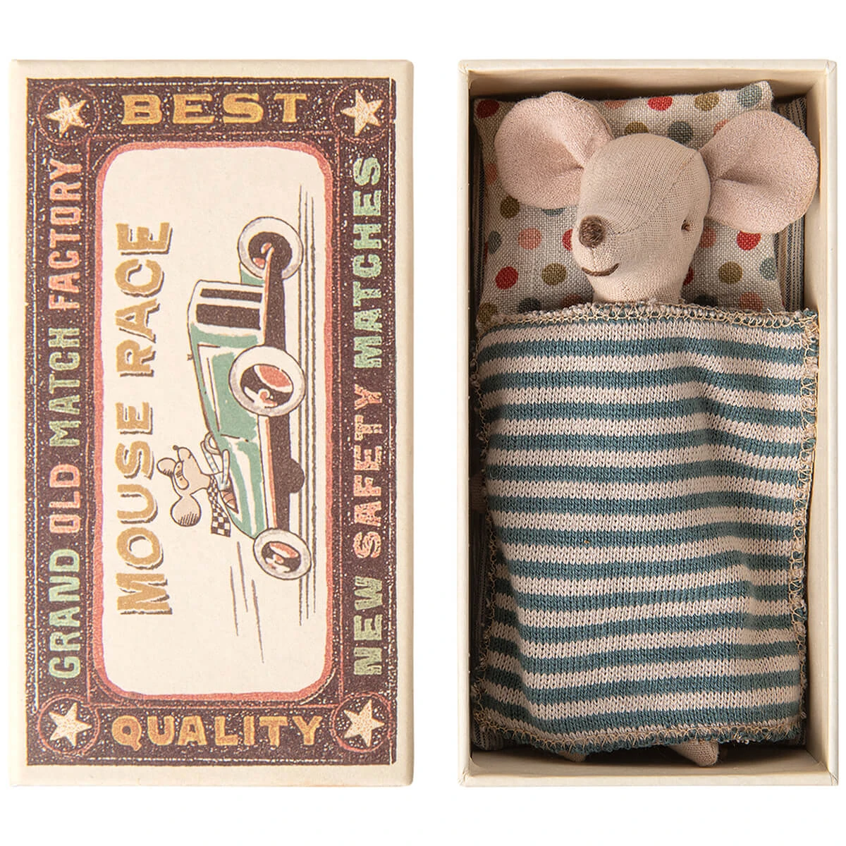 Big Brother Mouse In A Matchbox (Blue Jeans) By Maileg