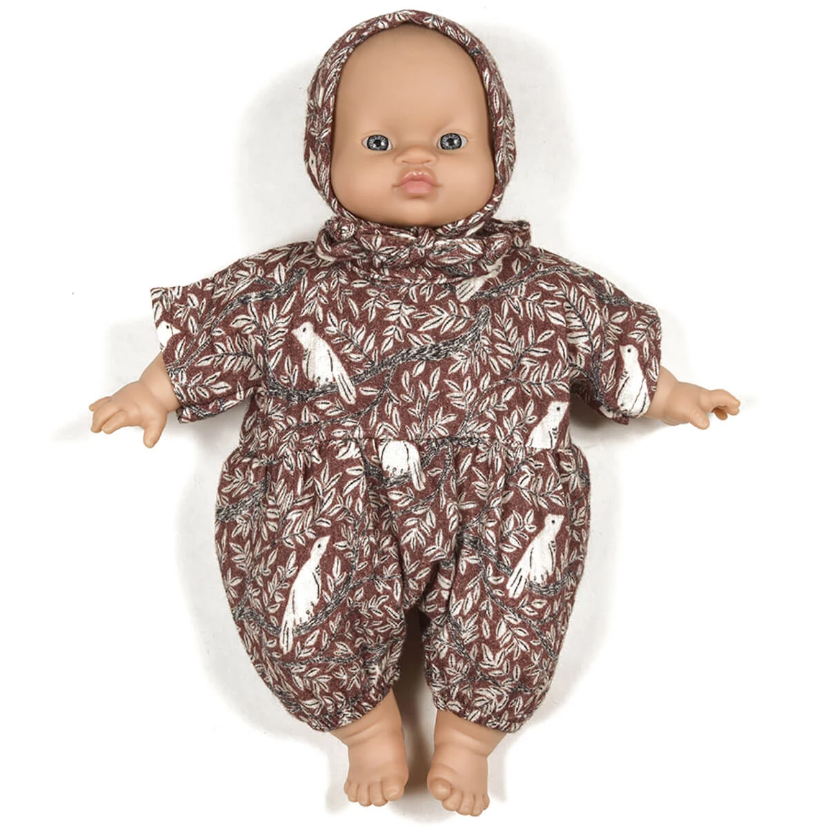 Noa Romper And Bonnet Set (28cm Doll) In Dove Print By Minikane