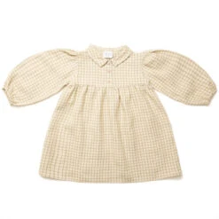 Duck Duck Goose Dress In Pistachio Windowpane Check Linen  By Nellie Quats - Last Ones In Stock - 5-8 Years