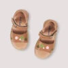 Uniqua Blooming Clover Scallop Velcro Sandal In Latte By Petit Nord