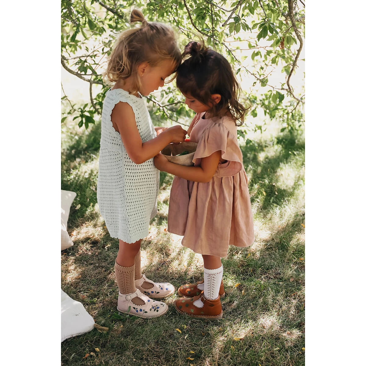 Uniqua Clover Scallop T Bar Starter Shoes In Cognac By Petit Nord - Image 8