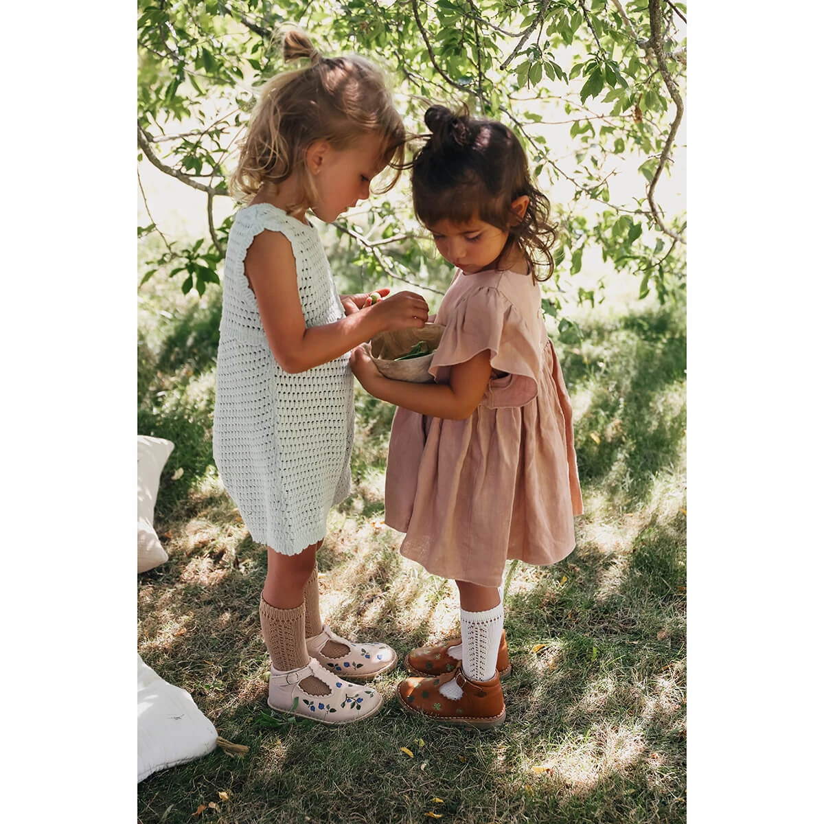 Uniqua Clover Scallop T Bar Starter Shoes In Cognac By Petit Nord - Image 9