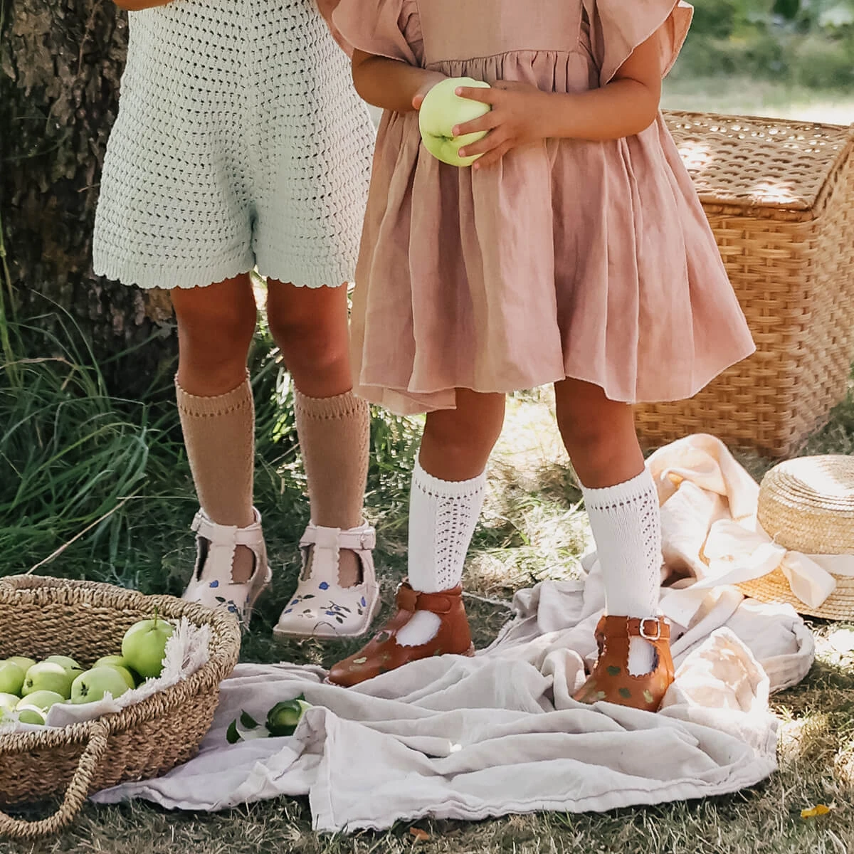 Uniqua Clover Scallop T Bar Starter Shoes In Cognac By Petit Nord - Image 10