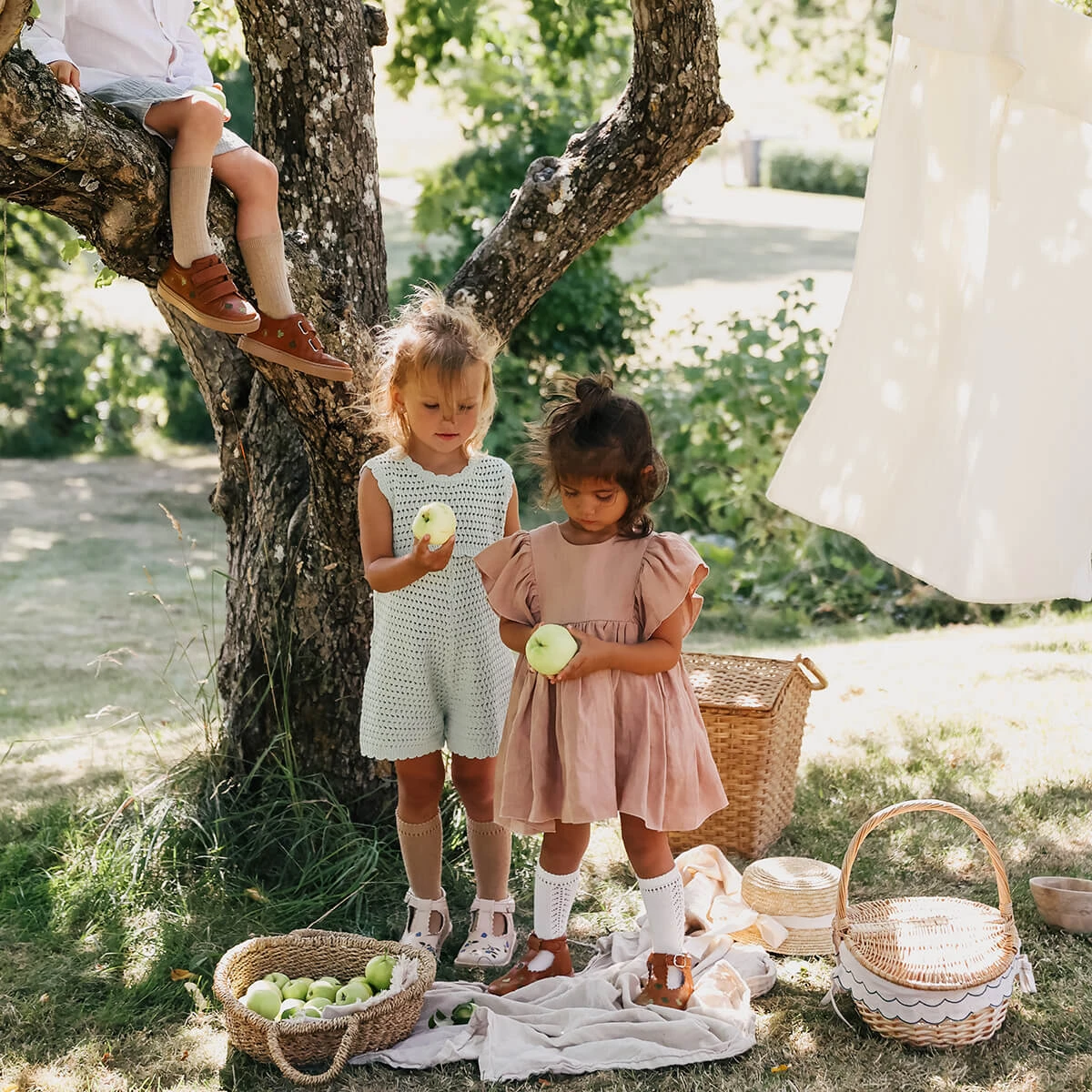 Uniqua Clover Scallop T Bar Starter Shoes In Cognac By Petit Nord - Image 11