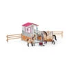 Horse Stall With Arab Horses And Groom By Schleich