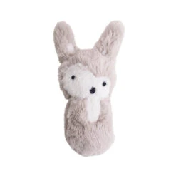 Siggy The Rabbit Plush Baby Rattle In Feather Beige By Sebra