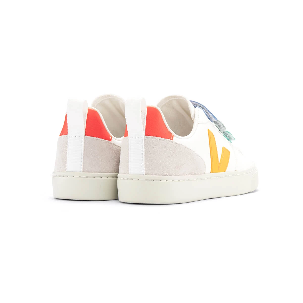 V-10 Small Velcro Chromefree Trainers In Multico / Extra White By Veja - Image 3