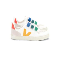 V-10 Small Velcro Chromefree Trainers In Multico / Extra White By Veja
