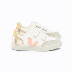 V-12 Small Chromefree Leather Trainers In Extra White / Multico / Platine By Veja