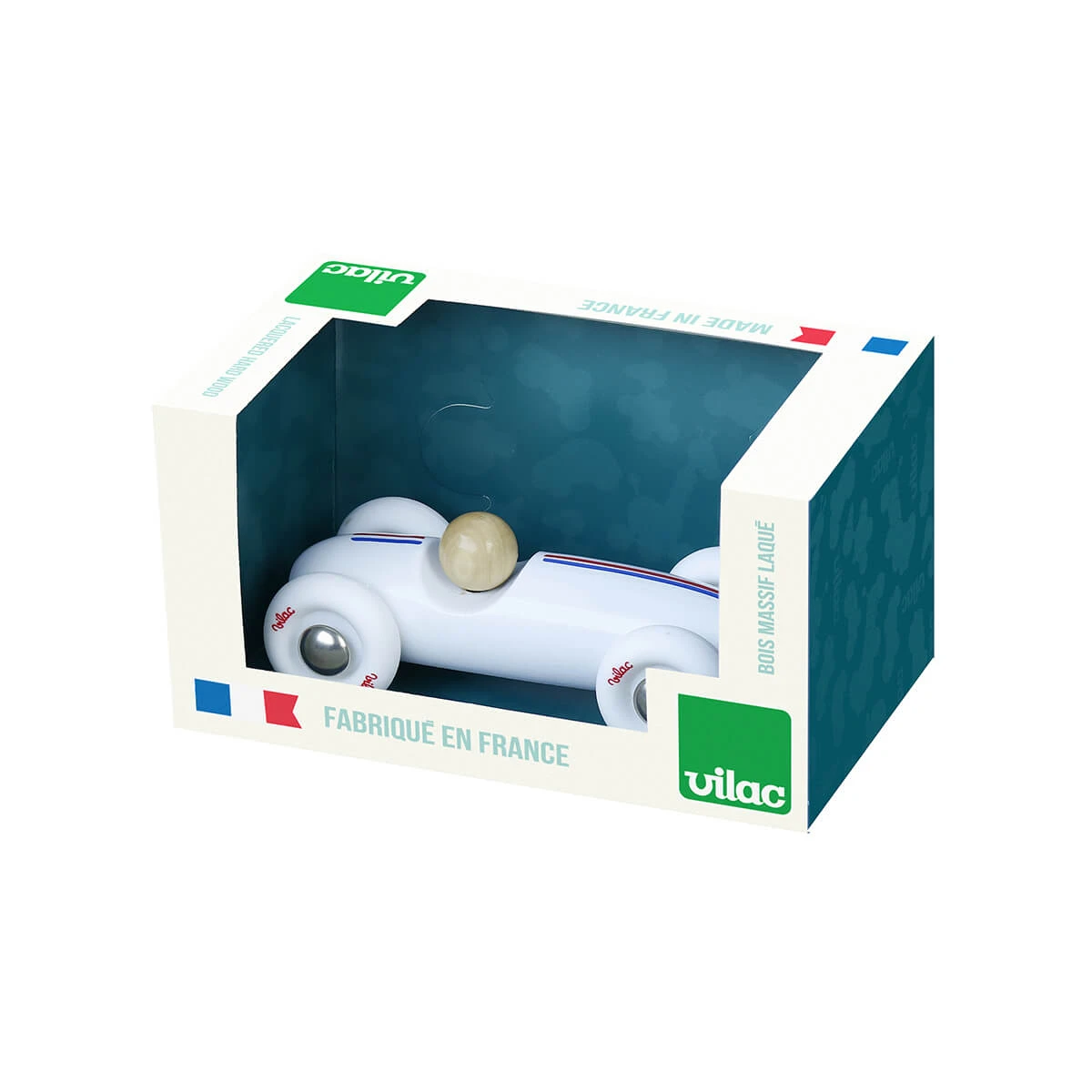 Mini Vintage Grand Prix Car In White By Vilac - Image 2