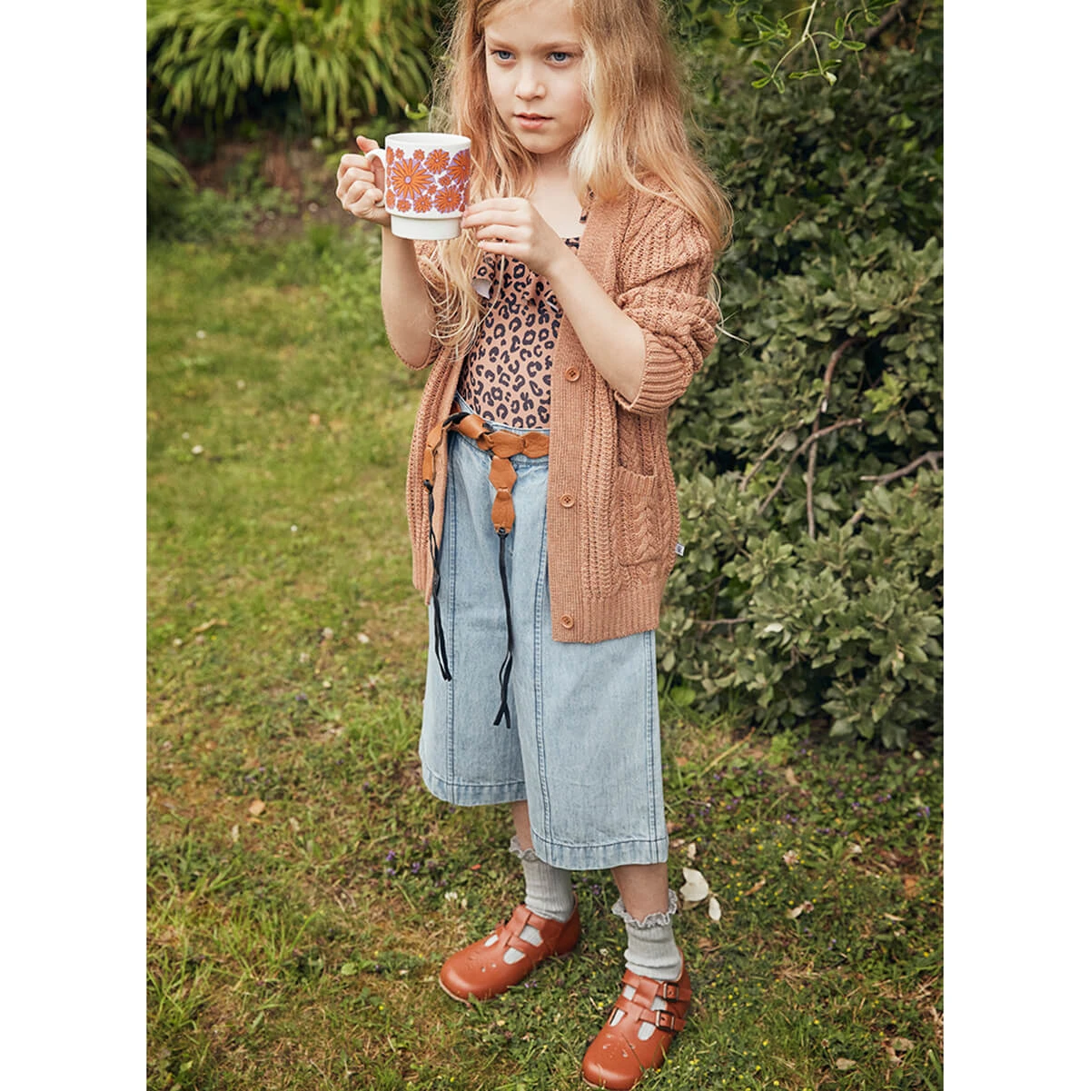 Lucy Double Strap T-Bar Shoes In Cognac Leather By Young Soles - Last Ones In Stock - EUR 31-35 / UK 12.5-2.5 - Image 2