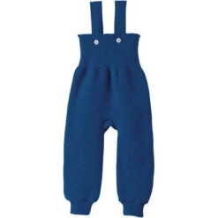 Knitted Merino Dungaree Trousers In Navy By Disana