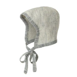 Knitted Merino Baby Bonnet In Grey / Natural By Disana