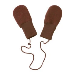 Wool Fleece Baby Mittens In Cinnamon Melange By Engel