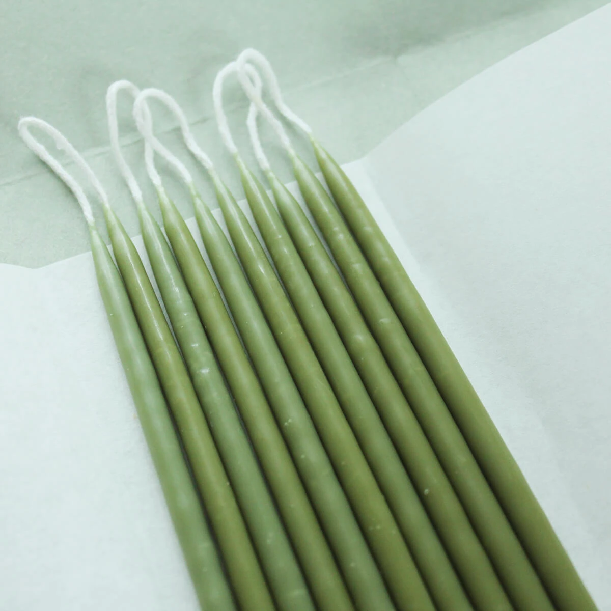 8 Celebration Extra Long Birthday Candles In Seaweed Mix By Wax Atelier - Image 3