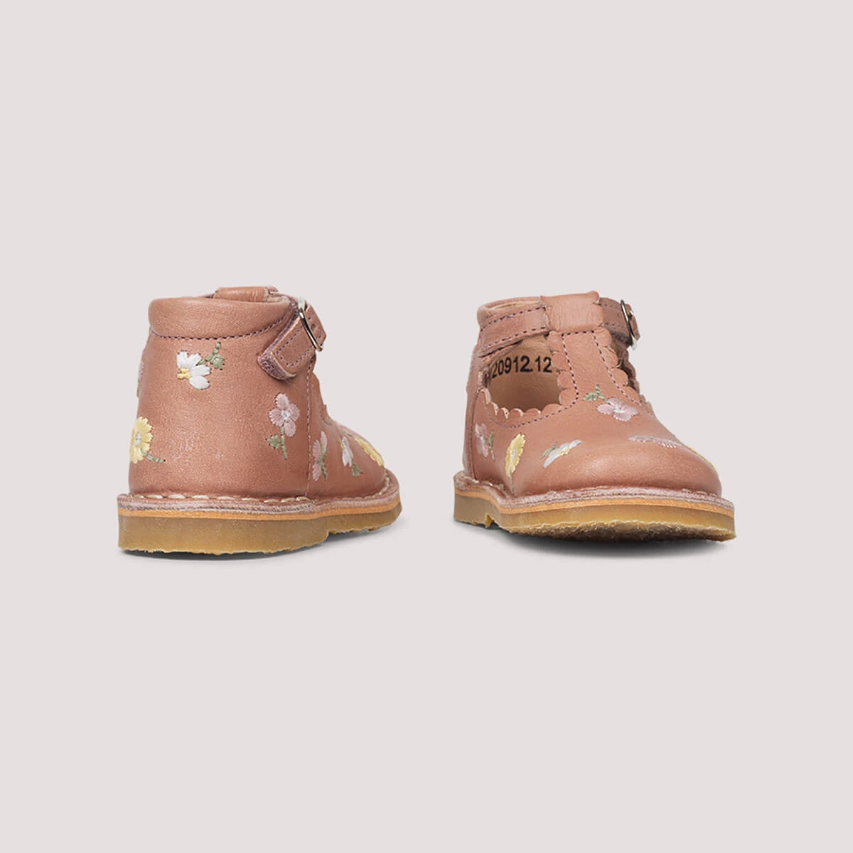 Uniqua Flower Scallop T Bar Starter Shoes In Old Rose By Petit Nord - Image 2