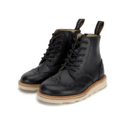 Sidney Brogue Boots In Black Leather By Young Soles