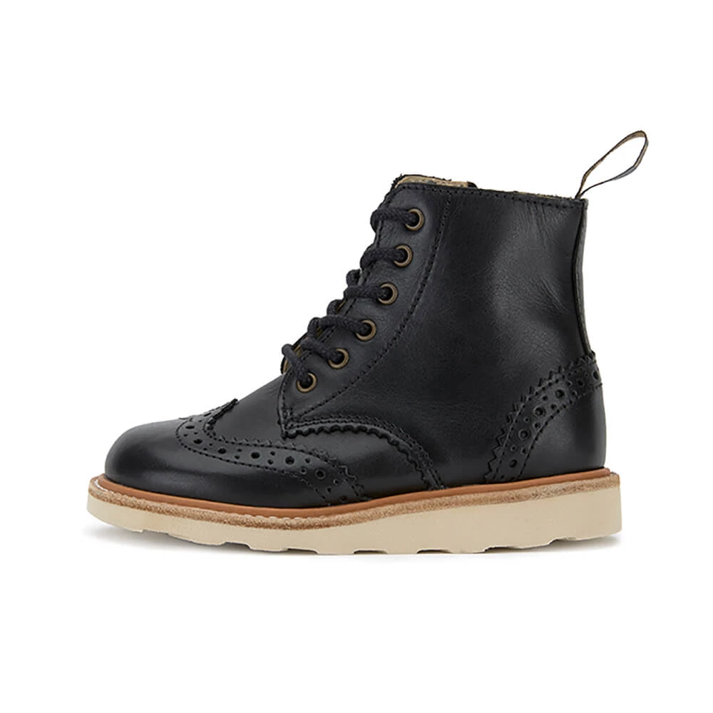 Sidney Brogue Boots In Black Leather By Young Soles - Image 4